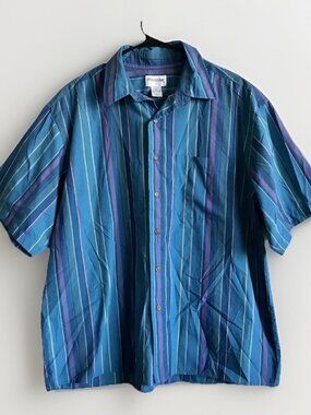 Vintage Windridge Button Up‎ Shirt Sz XL Striped Skater Grunge Dad 90s